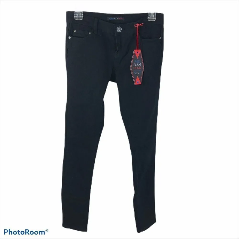 Red‎ Blue Denim Ladies Black Skinny Jeans size 1/2